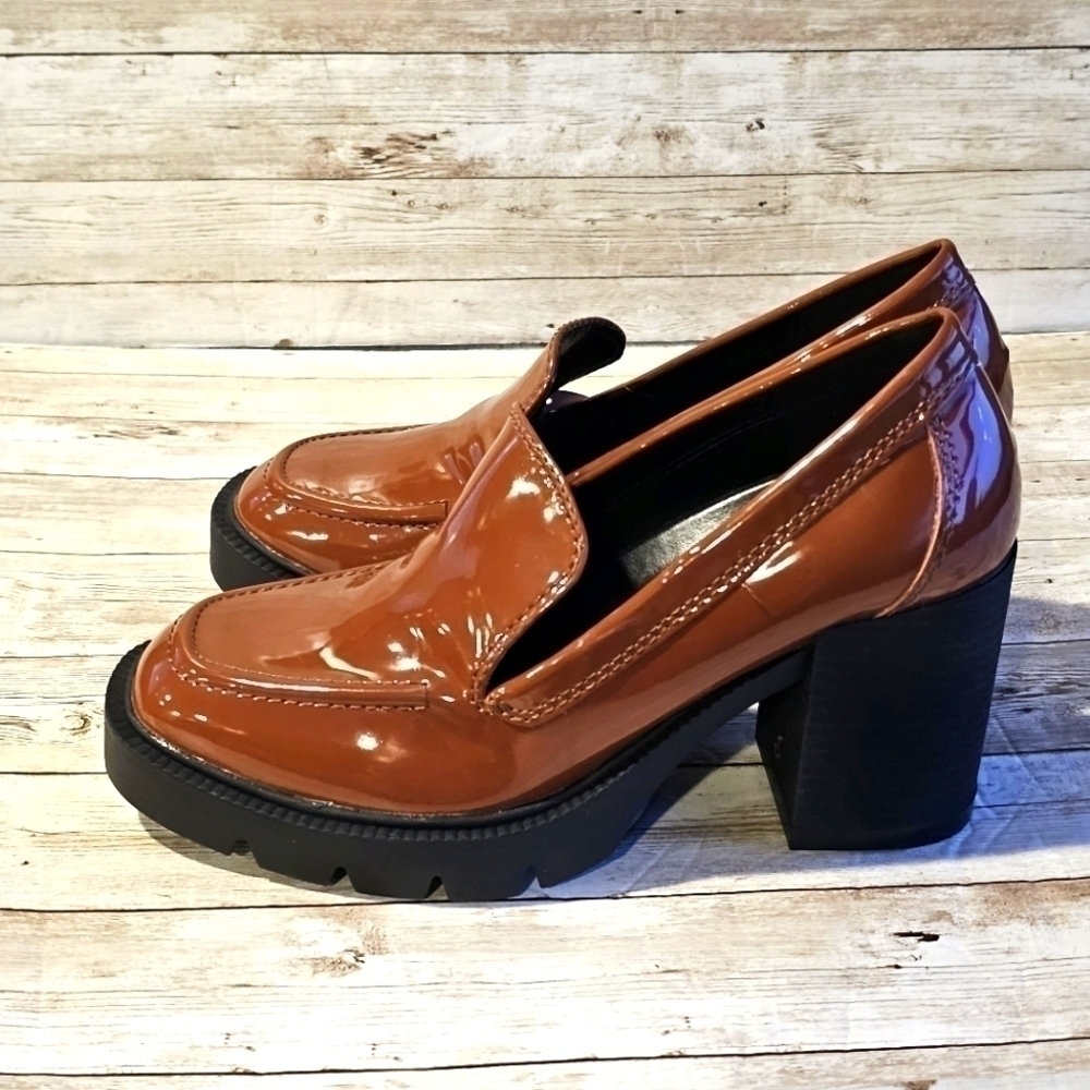 NWT Blondo Vegan Leather Platform Chunky Sole Shoes in Cognac - Picture 2 of 6